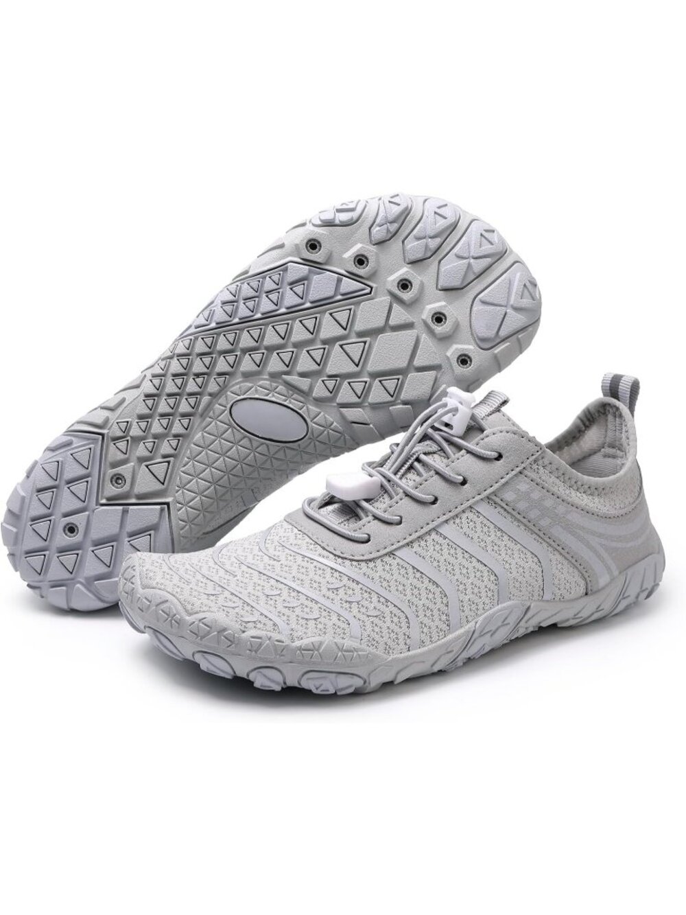 Womens Grey Mesh Barefoot Breathable Non-Slip Athletic Footwear Water Shoes